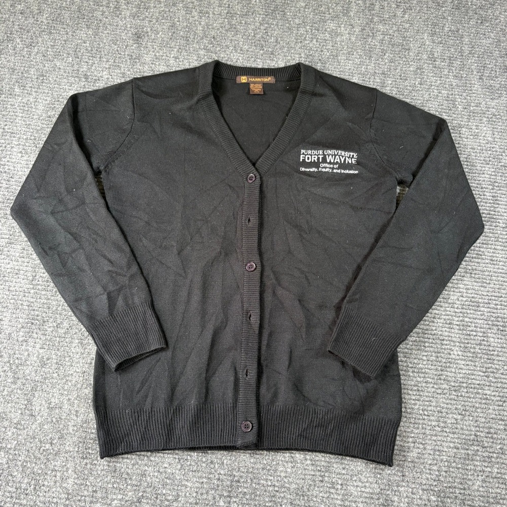 Harriton Purdue University Fort Wayne Cardigan Sweater Black Mens Medium V-Neck